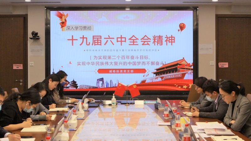 诚旸投资党支部深入学习贯彻党的十九届六中全会精神
